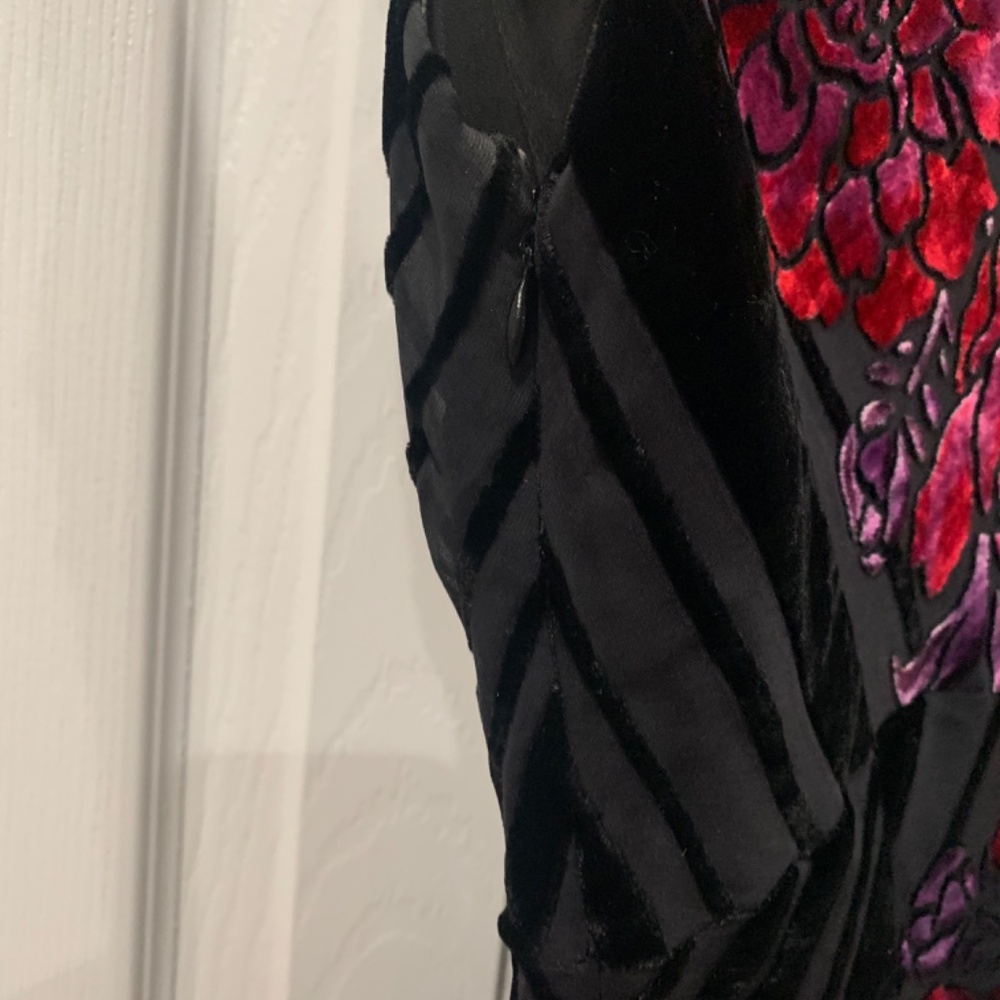 Vintage Muse Black Crushed Velvet Bias A-Line Dress Size 4 - Picture 7 of 11
